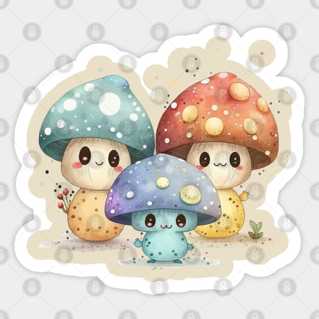 Cute Mushroom Cartoon Design Seven Sticker by Happii Pink